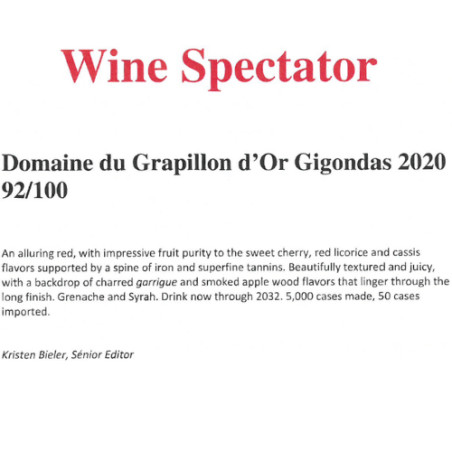 Domaine du Grapillon d'Or Gigondas • 2020 » Køb nu